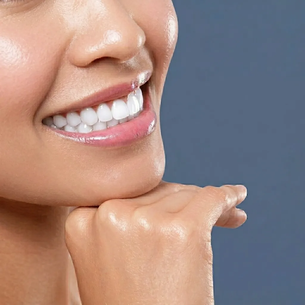 Close-up of a smiling patient with bright, healthy teeth after a gentle dental cleaning in Riverview, NB